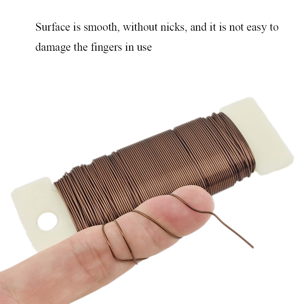 HAHIYO 22Gauge Coffee Color Metal Floral Wire - 3 Rolls, 115Yards (345Feet) - Flexible Paddle Wire for Craft, Christmas Wreath, Flower Arrangement, Bouquet Wrapping, Wedding DIY