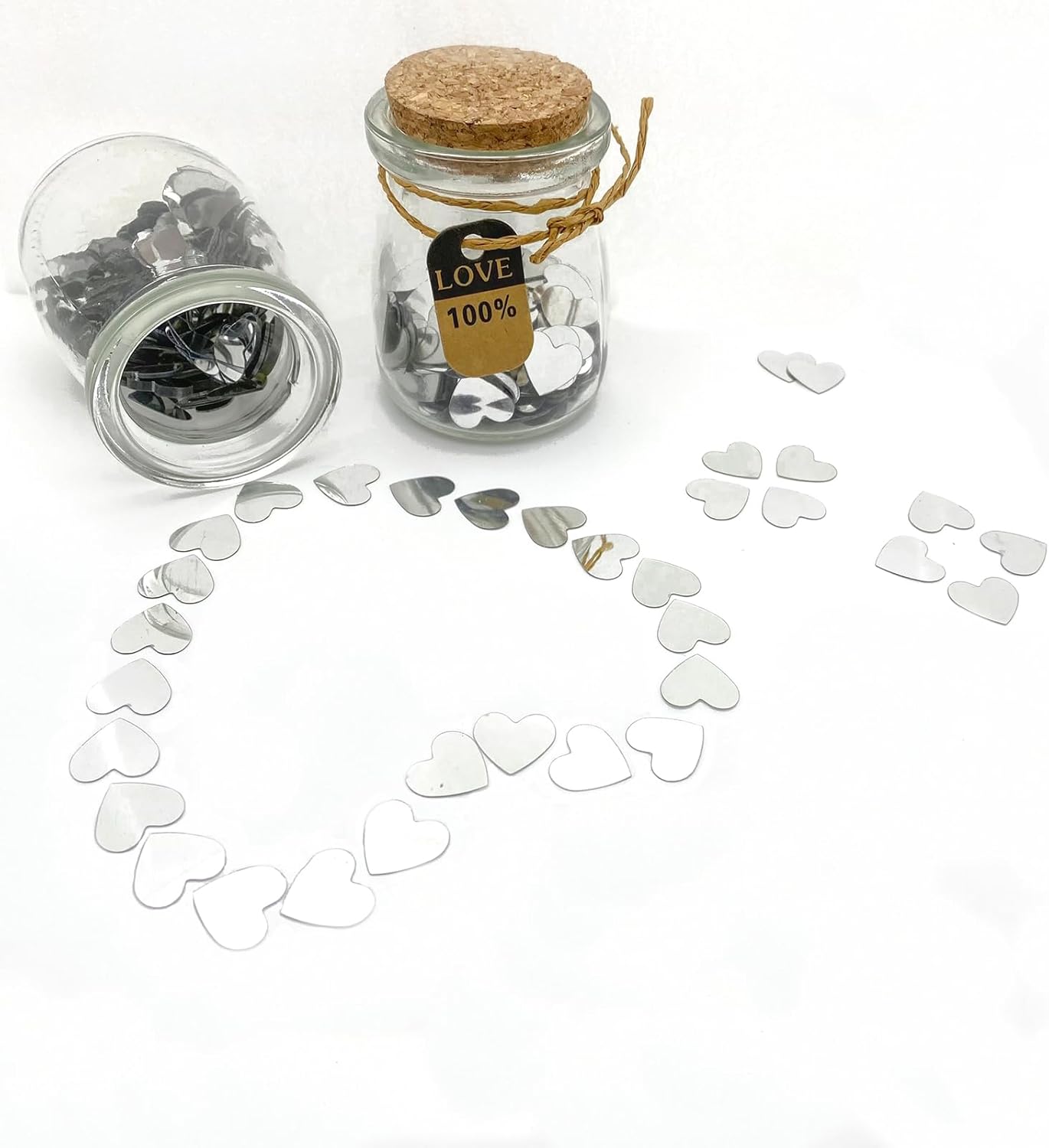 Heart Confetti Valentine's Day Silver Table Confetti Metallic Foil for Party Wedding Happy Birthday Baby Showe Bridal Shower Festival Theme Party Decorations Supplies(Silver)