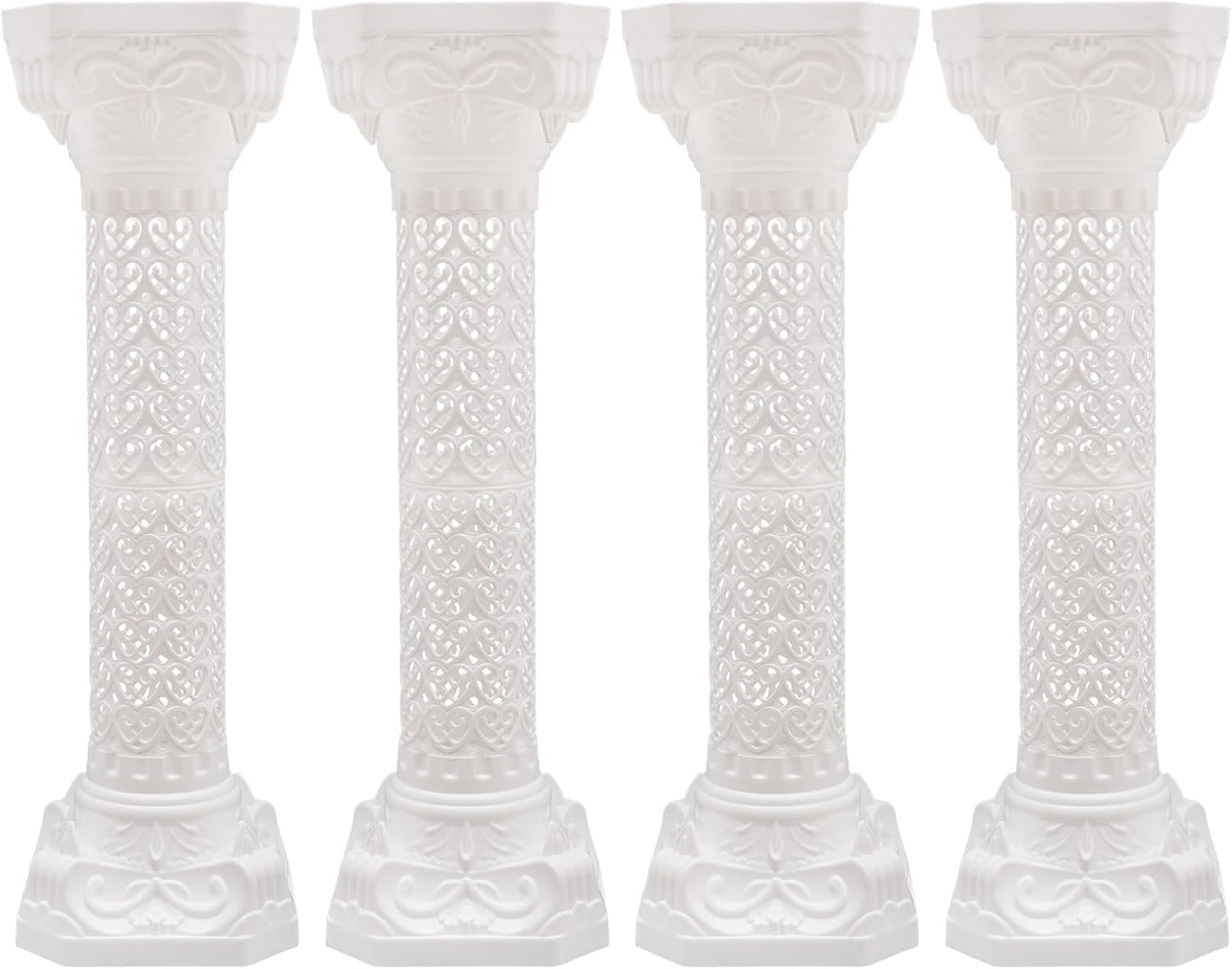 Roman Pillars Decoration Party Flower Pot Columns 10.63x34.65in Set 4Pcs Decor Pedstal Stand Flower Floral Wedding Party Event Road Decorative Columns(10.63x34.65in)