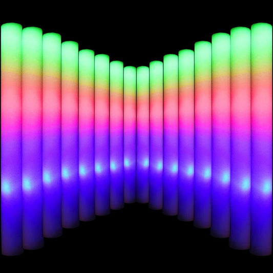 LifBetter Light Up Glow Sticks Bulk, LED Foam Sticks 112 pcs Glow in The Dark with 3 Modes Flashing Led Foam Multicolor Batons Light up Party Favors for Birthdays, Weddings, Concerts, Festivals