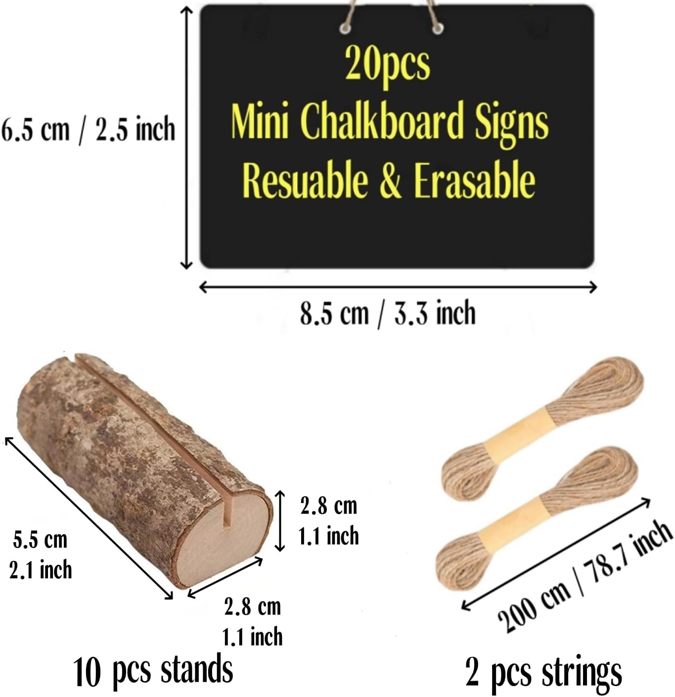 20 Pack Mini Chalkboard Signs for Food Buffet Table Reusable Catering Labels with 10 PCS Wooden Rustic Stands, Party Buffet Food Tags, Small Chalk Board Sign Holders for Wedding Birthday Bakery