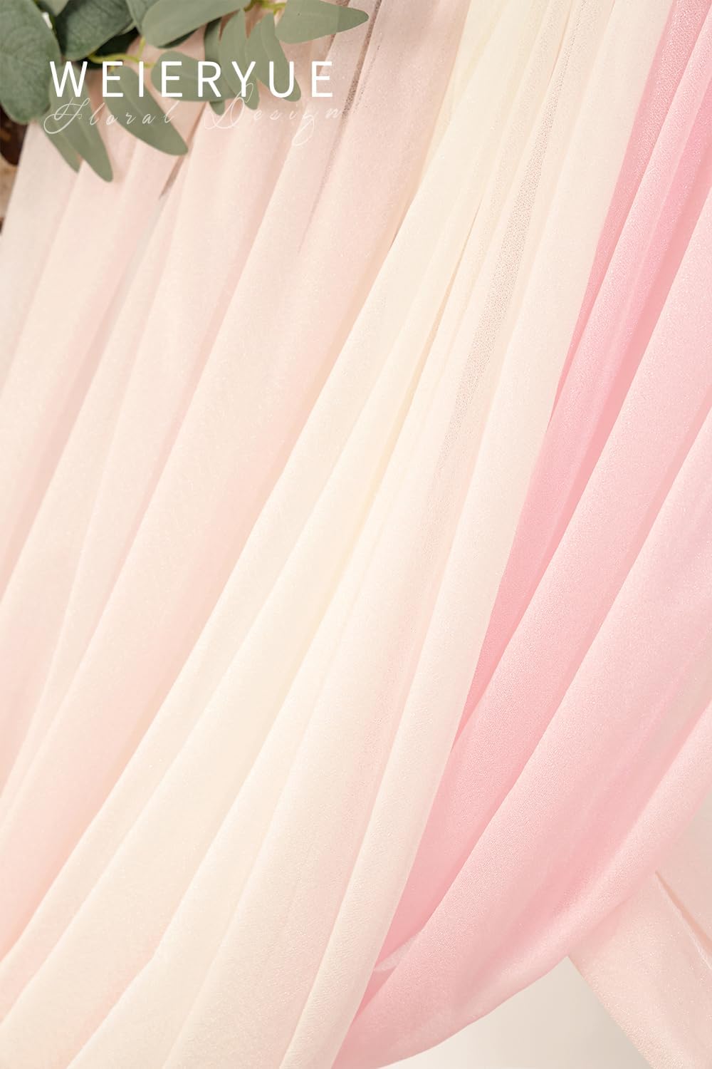 Deluxe Pink Artificial Wedding Arch Flowers with Drapes Kit-Pack of 5, 2pcs Flower Arrangements 3pcs Hanging Sheer Drapes Blue Ceremony Arbor Reception Backdrop Rose Floral Decorations.