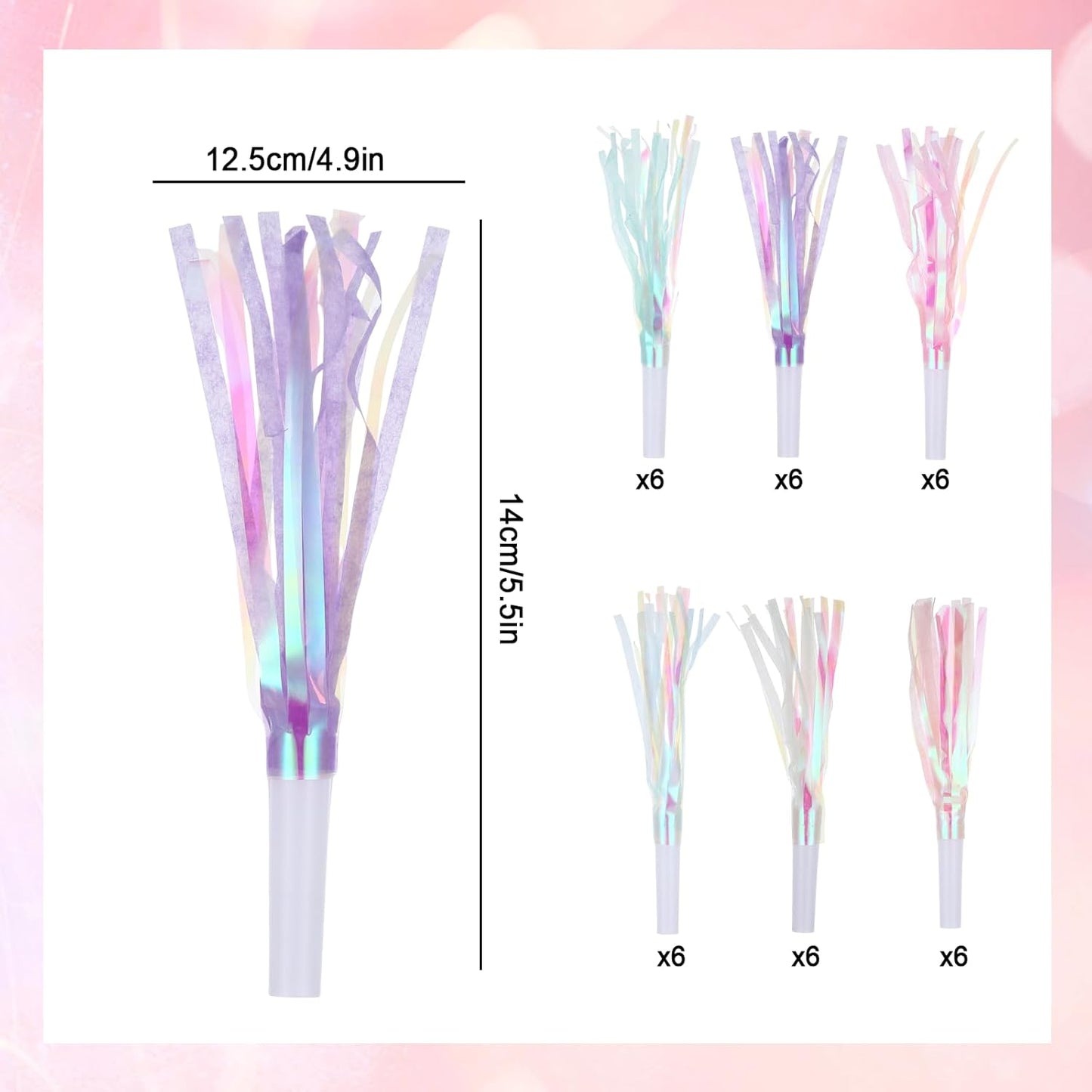 36 Pcs Mermaid Party Blowers, Glitter Fringed Noise Makers, Blow Horns for Mermaid Birsthday Favor Decorations, Celebrations, Graduation Events, Sporting Gatherings and More