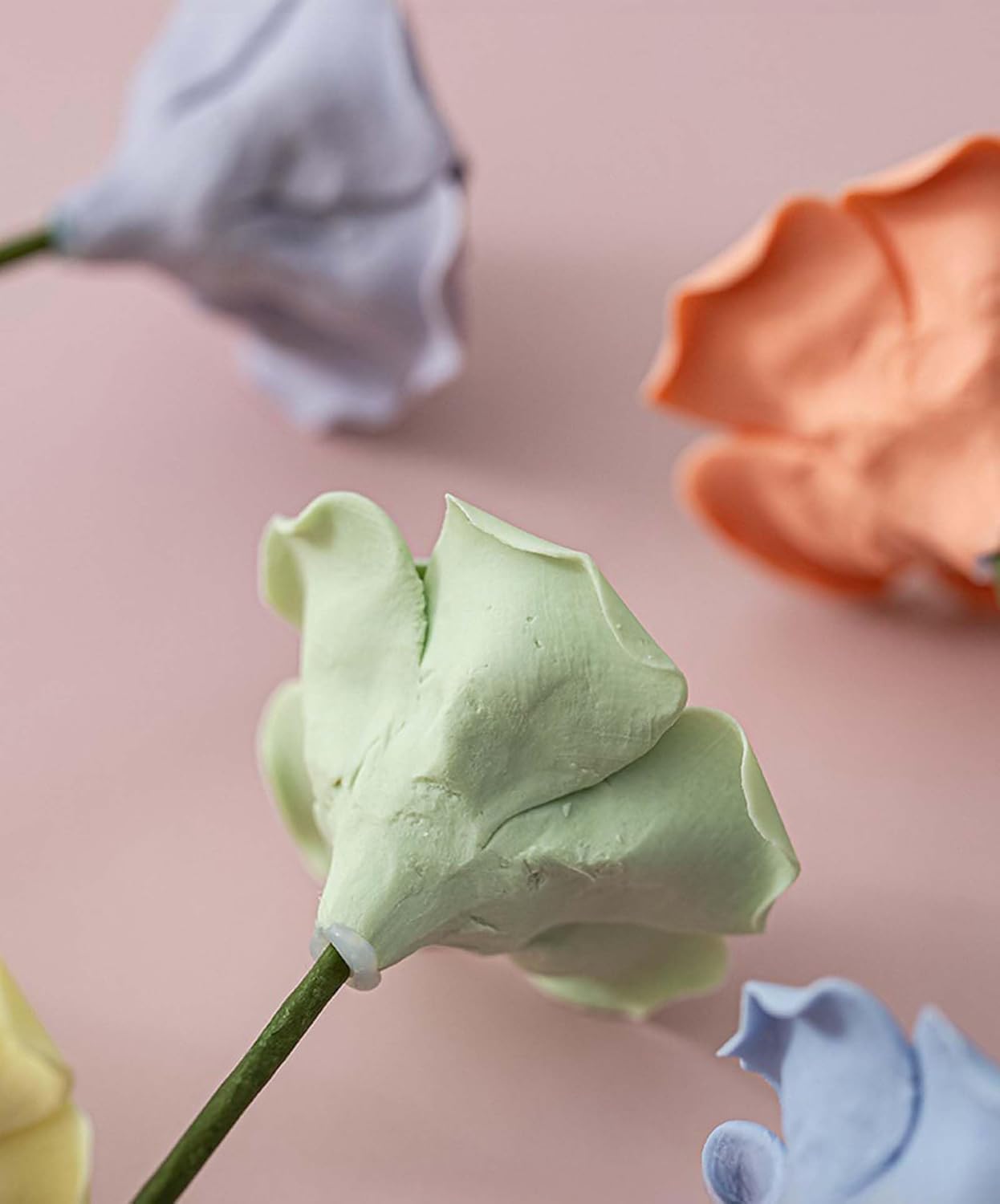 6pcs Handmade Ceramic Roses,Featuring Vibrant Colors and Intricate Petal Details，Wedding Decoration Christmas Decor (red)