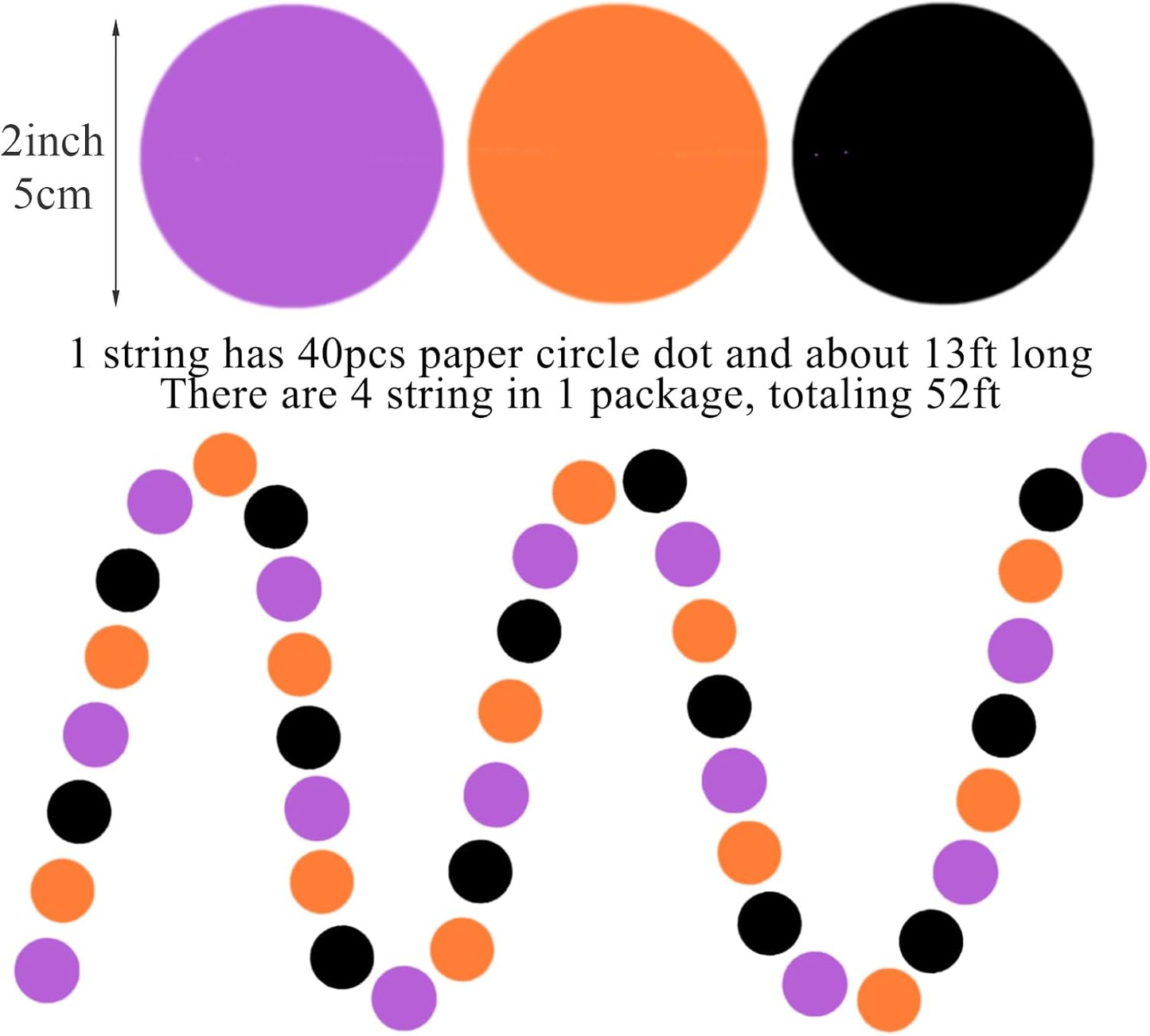 Black-Orange-Purple Halloween Party-Decorations - 52Ft Paper Garland Streamers Backdrop Graduation Wedding Birthday Banner Baby Shower Halloween Decorations Hanging Décor HongTongTong