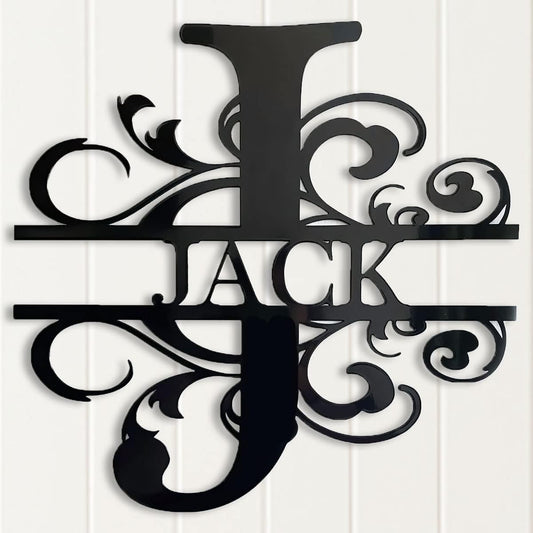 Custom Metal Signs | Name Sign Personalize for Outdoors Last Split Letter Monogram Wall Decor Family Personalized Wedding Gift Housewarming Art Outdoor