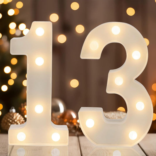 Decorative Led Light Up Numbers, 13th Birthday Decorations, Warm White Led Numbers Lights, Lighted Marquee Number Sign for Sweet 13th Party Decor