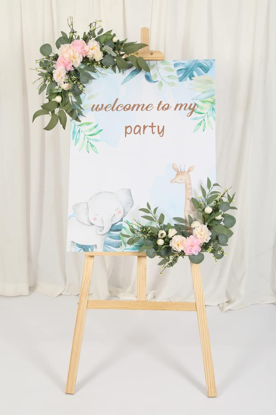 H&W 2pcs Artificial Wedding Arch Flowers for Wedding Sign, Floral Swag Dusty Decor for Reception Ceremony Backdrop Sweetheart Table (Grass Heart-Peony)