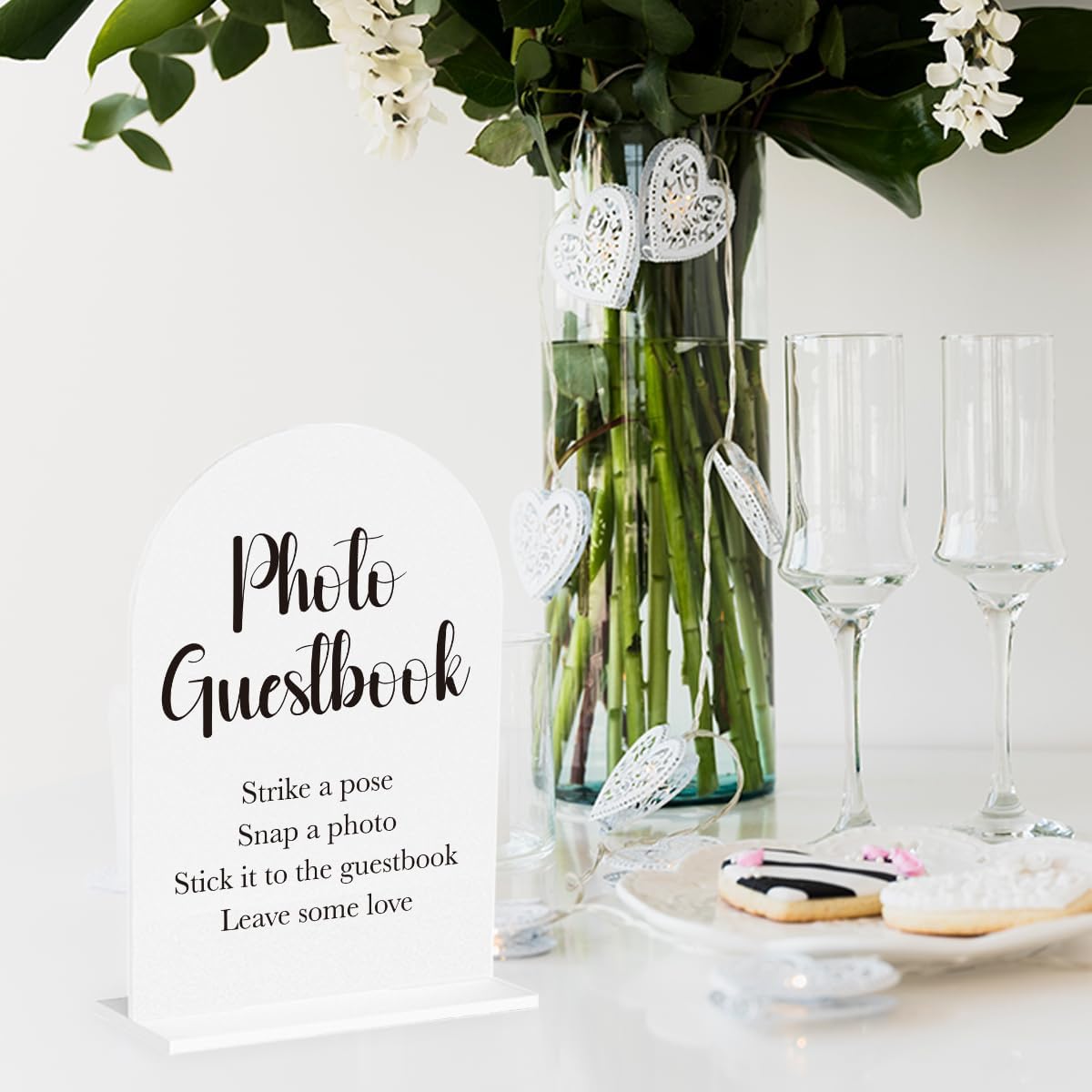 Photo Guest Book Sign for Wedding Acrylic Arch Wedding Bridal Shower Baby Shower Welcome Table Signs for Ceremony and Reception Decor 7 x 5 Inches
