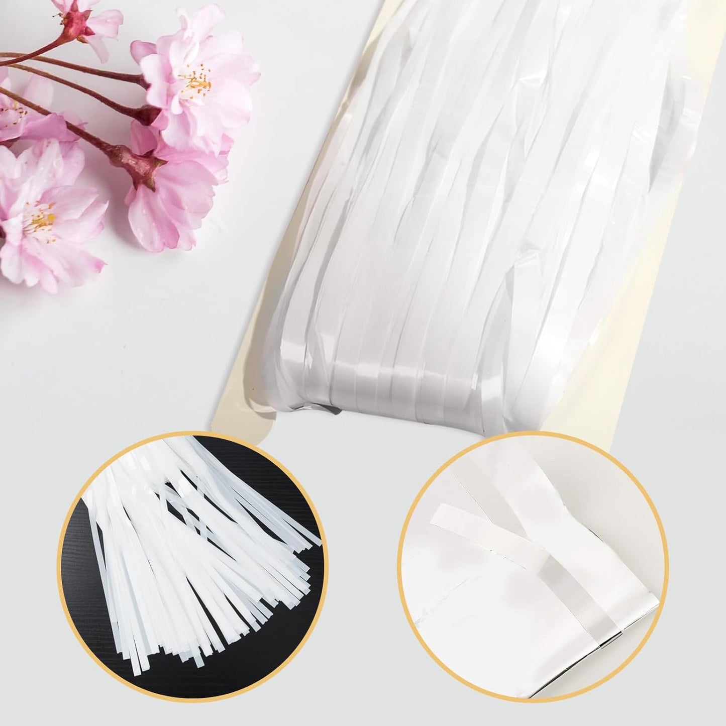 5 Pack White Fringe Foil Curtain 3.2ft x 8.2ft Tinsel Backdrop Streamers for Birthday Party Decoration Wedding Christmas