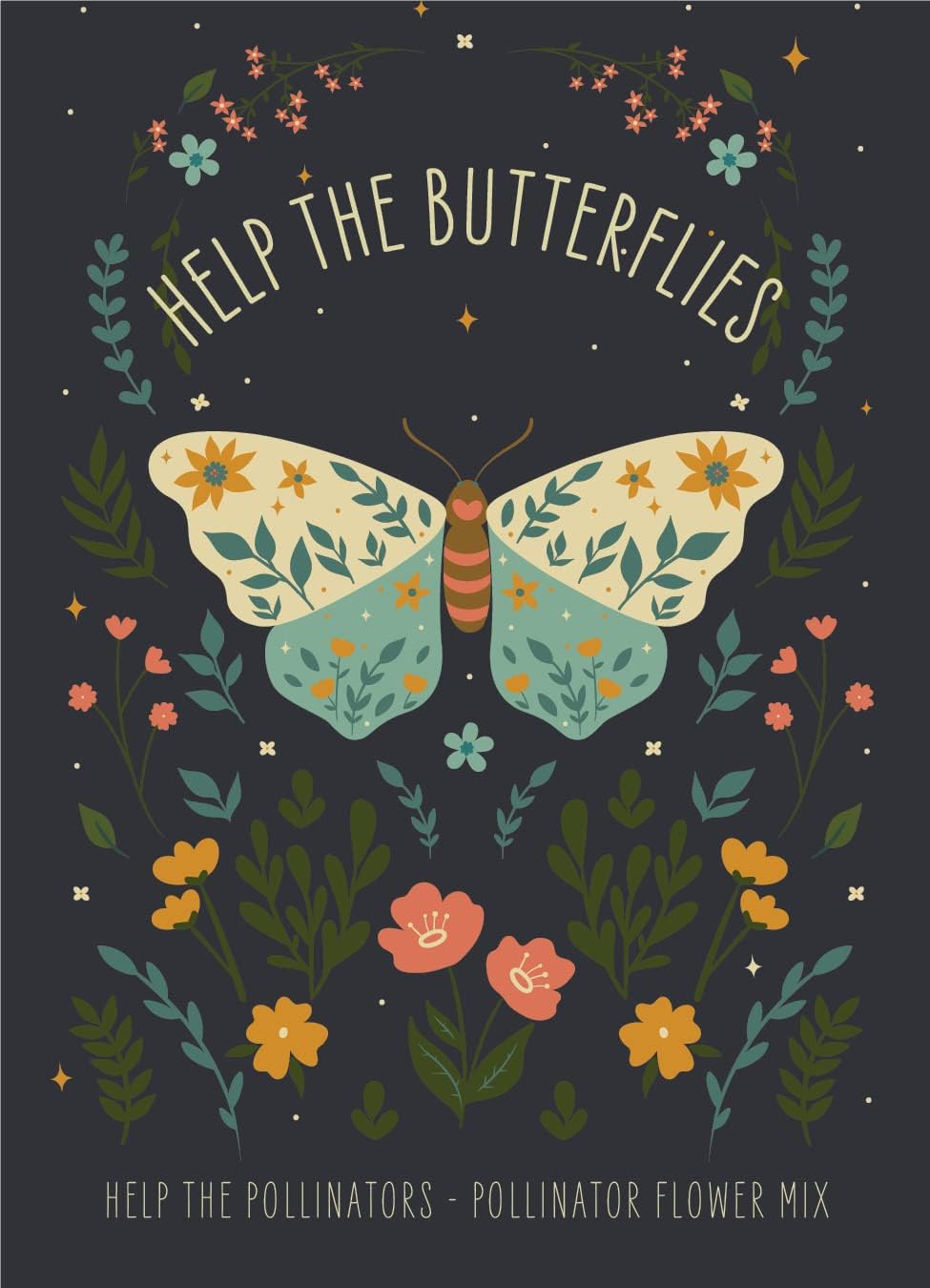 Bentley Pollinator Wildflower Mix, 25 Non-GMO Non-Coated Packets for Garden Planting, Help Butterflies and Pollinators, Beautiful Gift