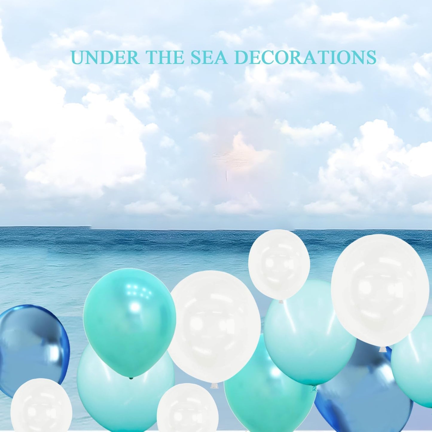 Under the Sea Party Decorations Teal Turquoise Blue Clear Balloons Assorted Colors Kit for Ocean Beach Pool Mermaid Fish Shark Theme Birthday& Classroom Decor-40Pcs Pearl Metallic Blue,Bubble Balloon