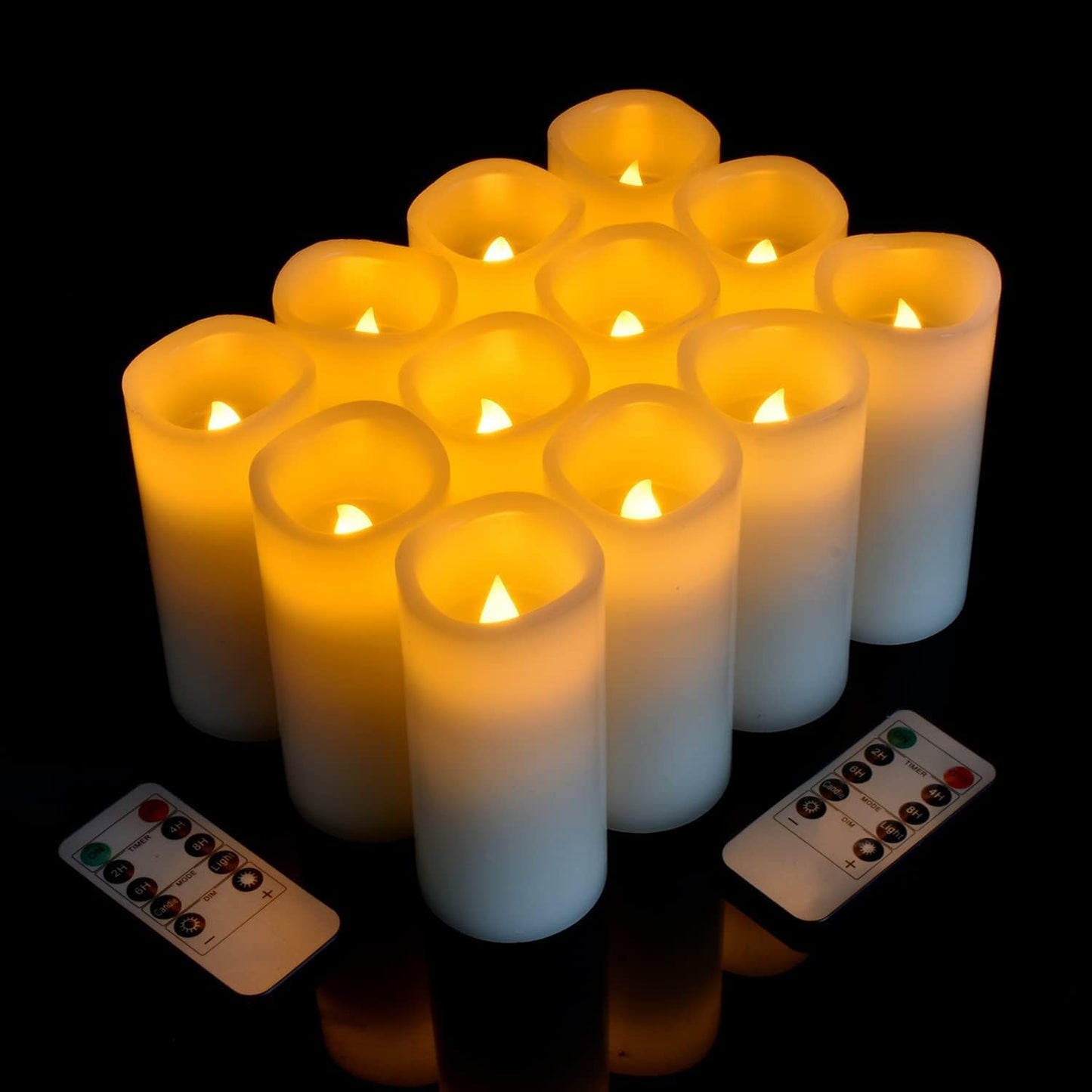 antizer Flameless Candles Battery Operated Real Wax LED Candles Set of 12 Battery Operated Candle with Remote Control for Party Wedding Holiday Decoration (D 2.2" X H 5")