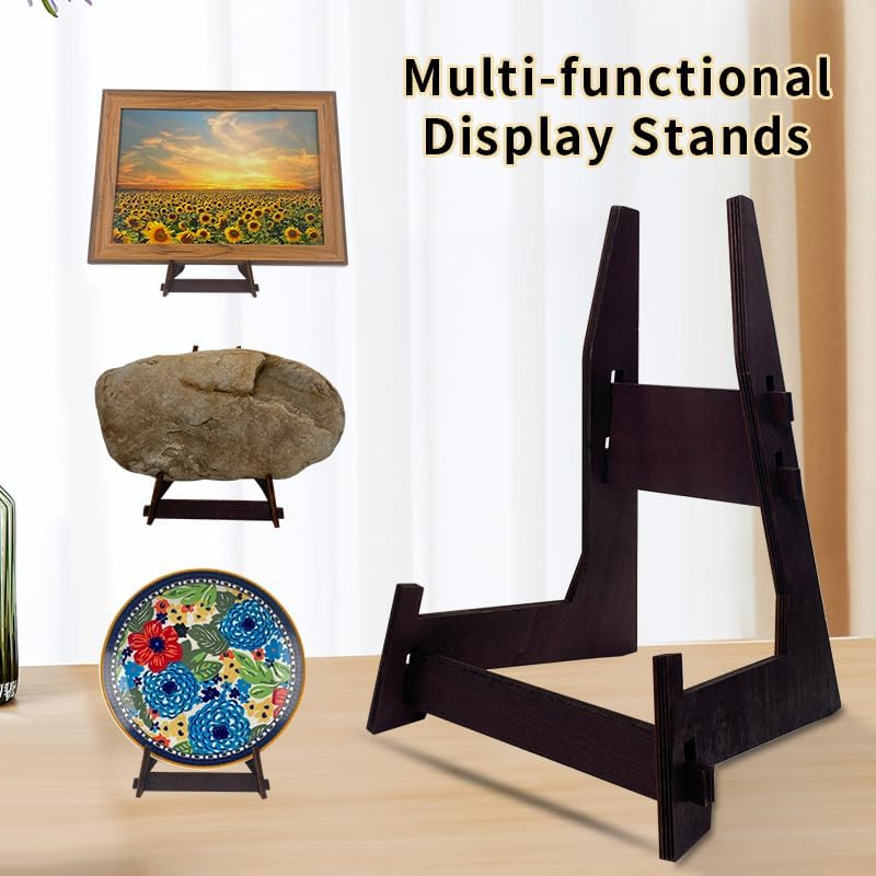 13 Inch Wooden Display Stand - Picture Frame, Easel, Book, Plate Holder (1PCS)