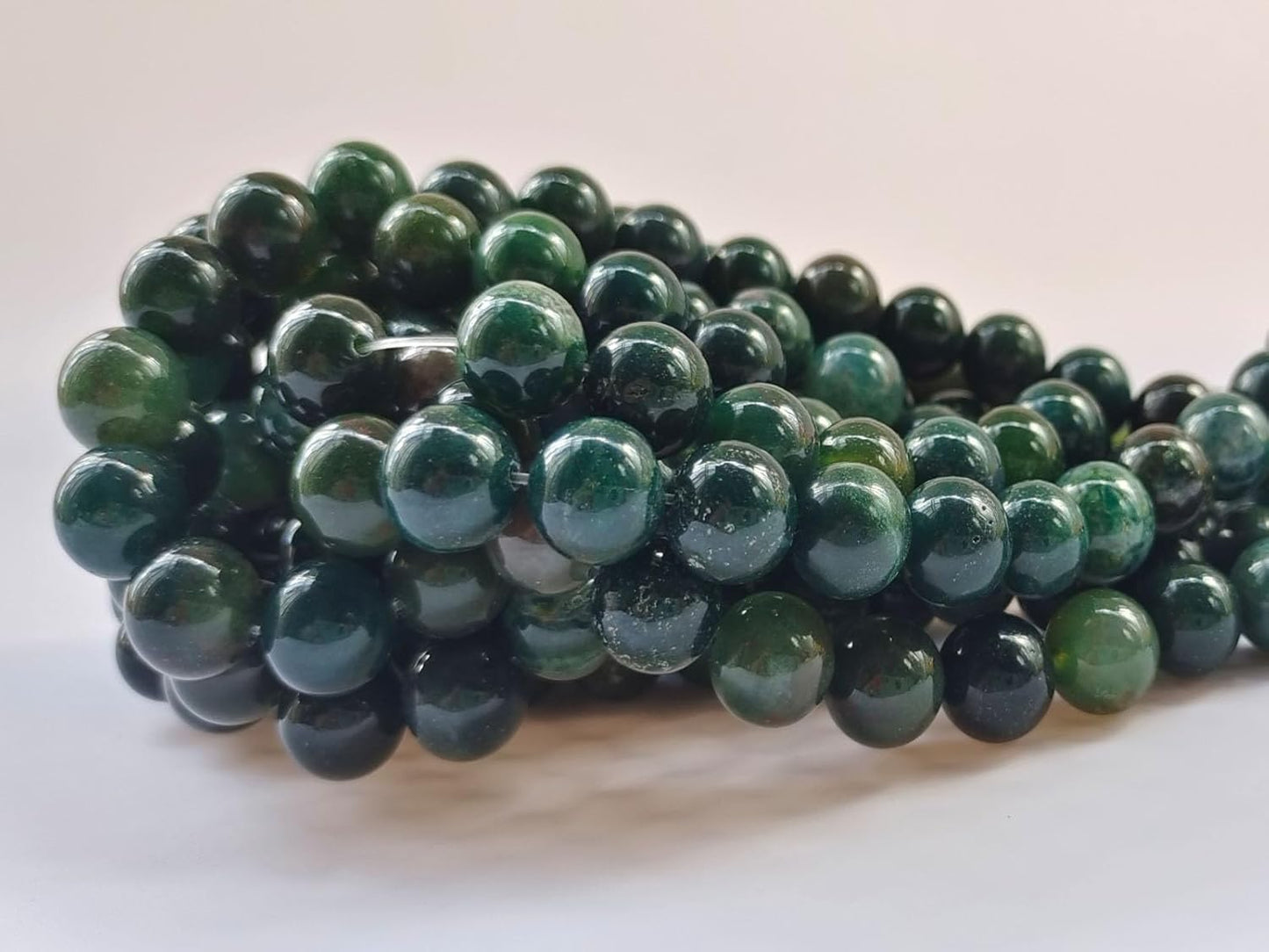 Stone Beads 8mm 100pcs Green Moss Agate Beads Round Loose Gemstones Beads for Bracelet Necklace Jewelry Making (8mm, 60801 Green Moss Agate)