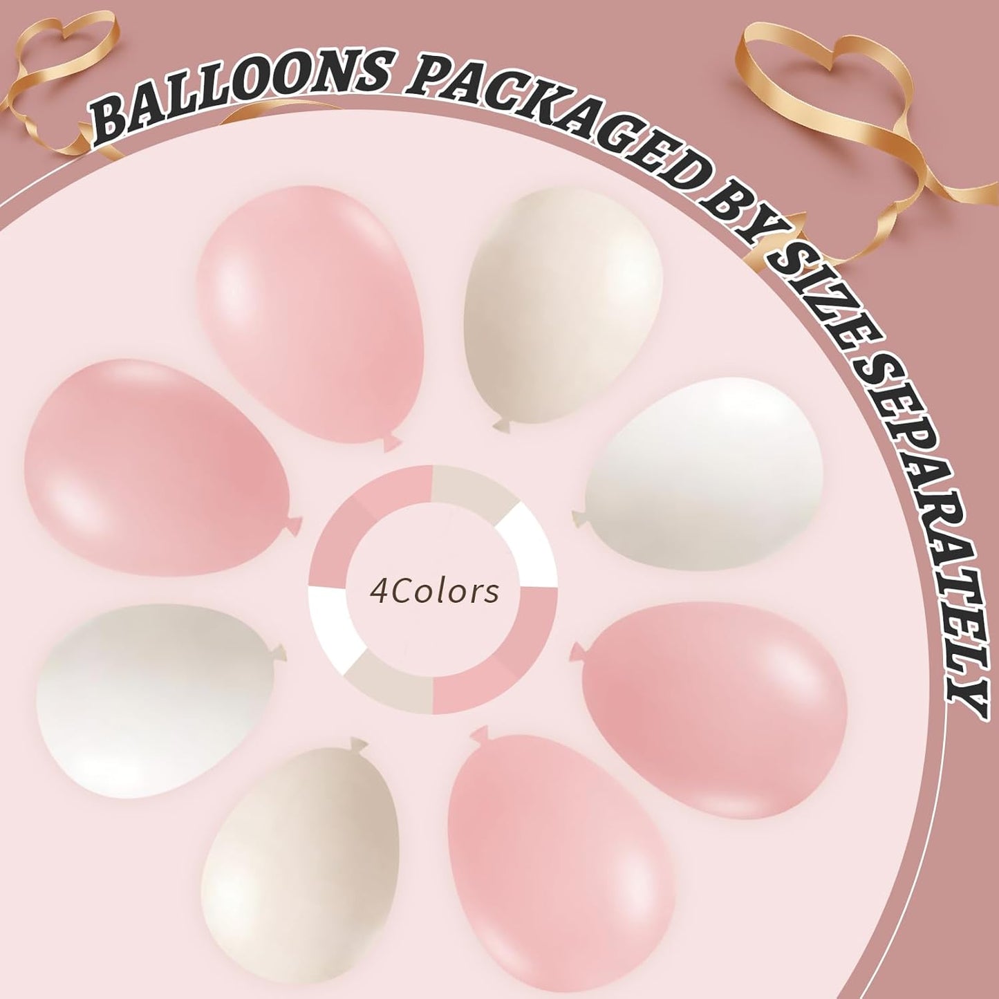 412Pcs Pink Balloon Arch Garland Kit,18 12 10 5 Inch Pink White Balloon Arch Garland Kit Include Nude Balloons for Birthday Shower Princess Theme Party Wedding Decorations