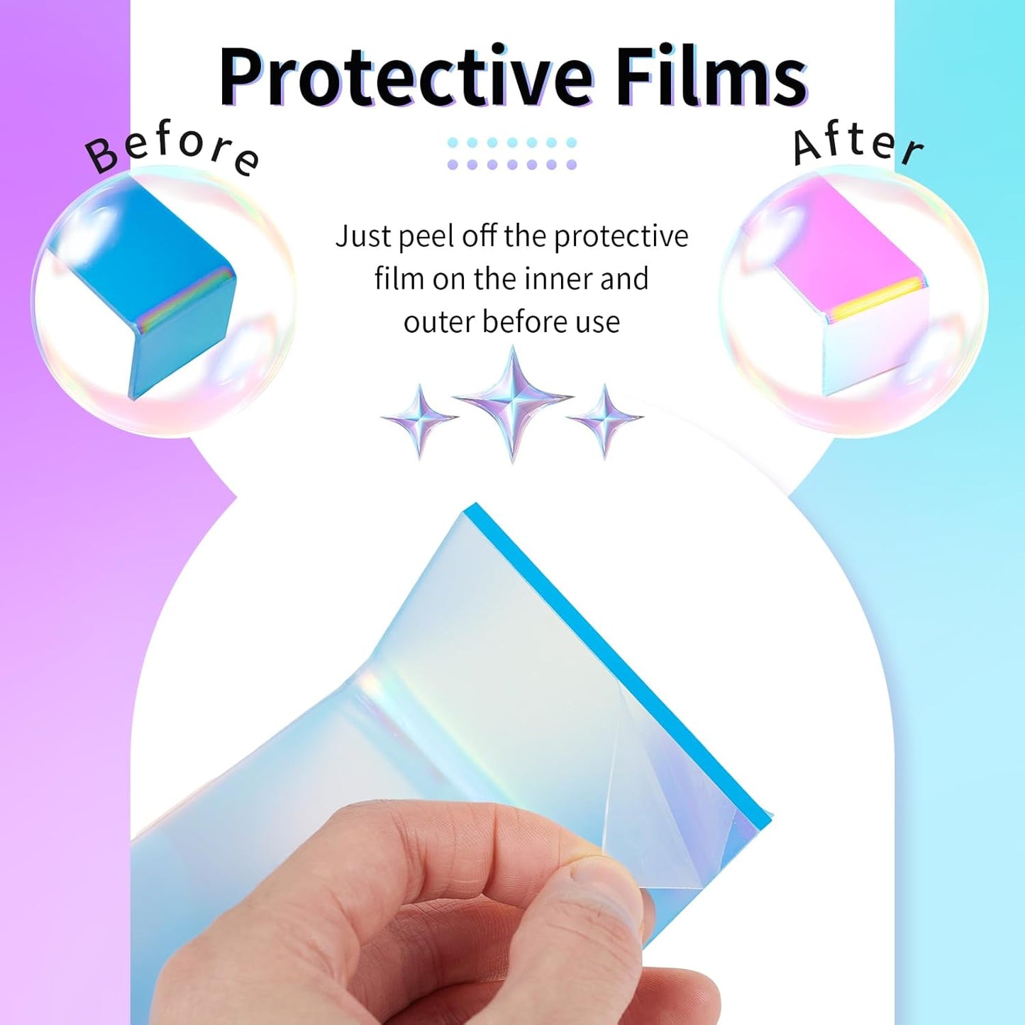 Iridescent Acrylic Display Risers, 8pcs Rainbow Display Stand Rectangular Stands Showcase Transparent Display Shelf for Dessert Cupcake Collectibles Figures Jewelry Perfume (Iridescent-8pcs)