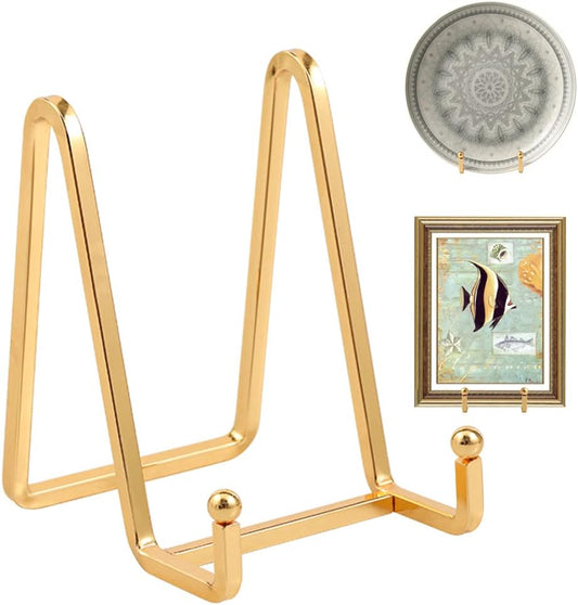 Plate Holder Easel Display Stand - 4.5 inch Metal Plate Stands for Display - Tabletop Picture Stand - Gold Iron Easels for Display Pictures | Photo Frames | Book | Decorative Plates | Plaque -4 Pack