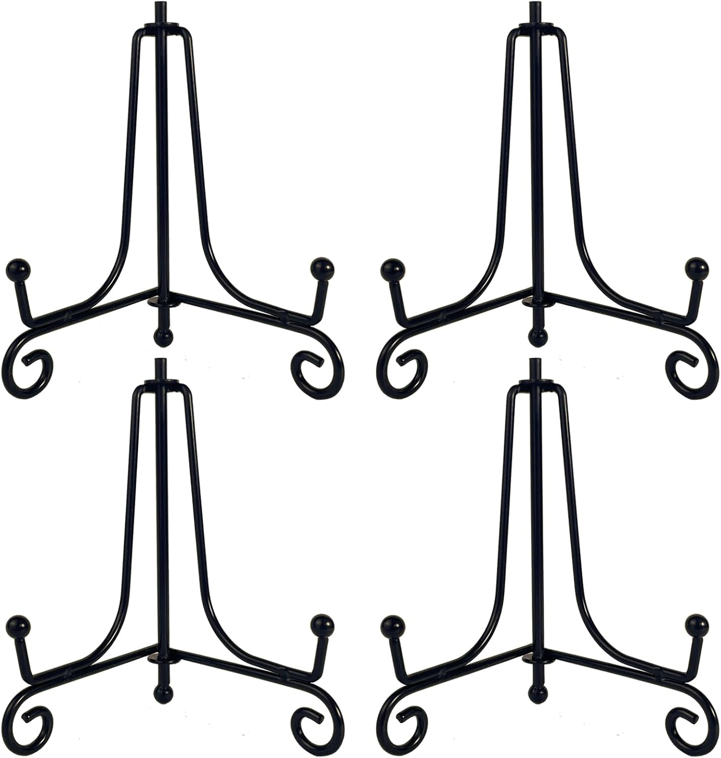 4PCS Premium Black Iron Plate Stands for Display 4 Inch, Decorative Solid Metal Plate Holders for Displaying, Mini Easel, Frame, Book, Card, Plaque, Bowl, Picture Stands for Display