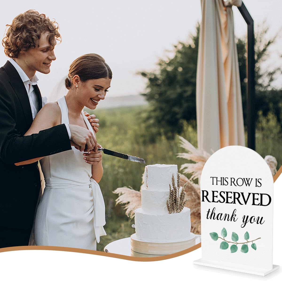 This Row is Reserved Sign, Reserved Seating Signs for Wedding, Engagement Bridal Shower Baby Shower Decor for Reception Reception, Weddings White Acrylic Sign