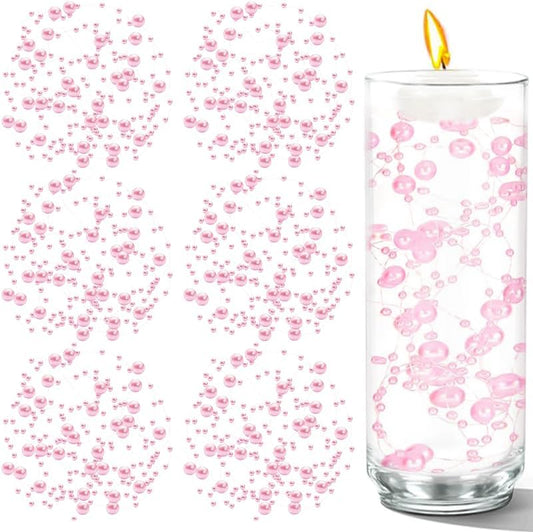 100 PCS Artificial Floating Beads for Centerpieces Vases, Light Pink 8+3mm String Beads for Wedding Party Faux Pearl String for Decorating, String Pearls for Crafts Vase Filler