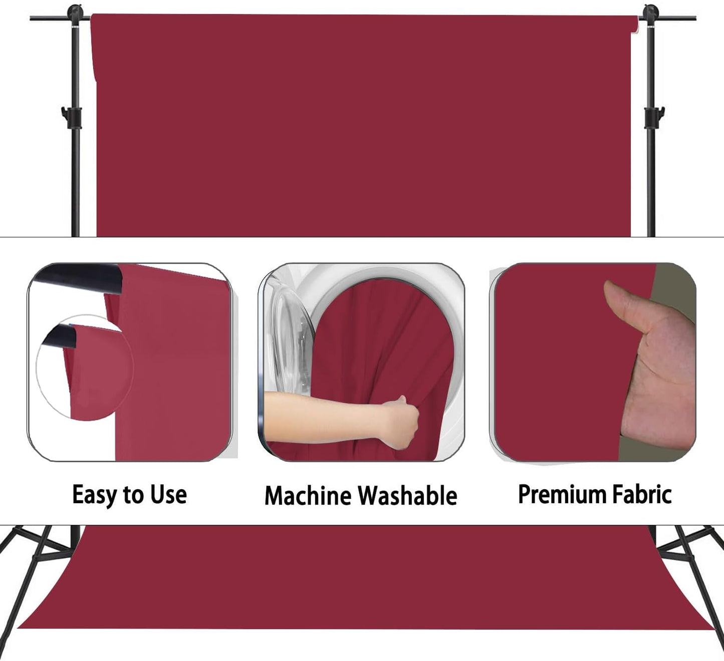 Wine Red Photography Backdrop for Photoshoot, Photo Backdrop Curtain, Perfect Wine Red Backdrops for Party Portrait Photoshoots Video Studio 6FTx9FT