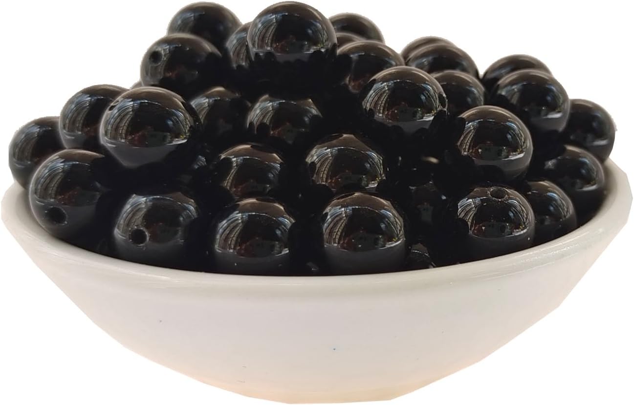 Stone Beads 6mm 140pcs Black Agate Beads Round Loose Gemstones Beads for Bracelet Necklace Jewelry Making (6mm, 60621 Black Agate)