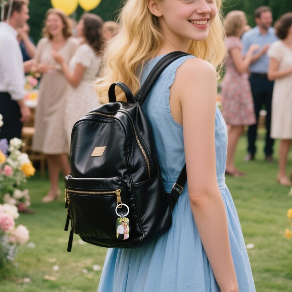 Personalised Keyring with Custom Photo & Text - Gift for Mum, Dad, Him, Her, Grandparents, Family