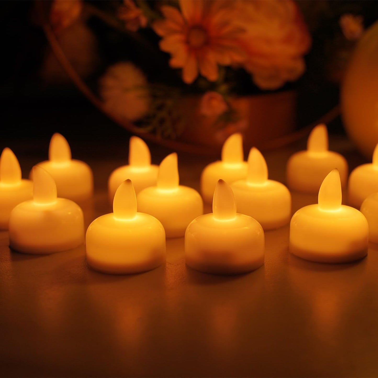 48pcs Warm White Flameless Waterproof LED Floating Tealights Candles for Aquatic Ambiance - Wedding, Party, Spa