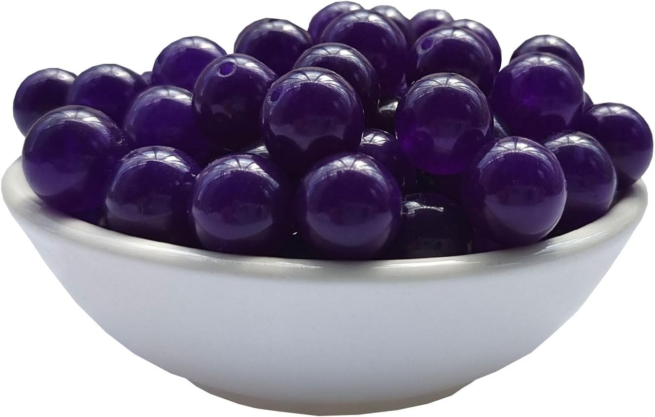 Stone Beads 10mm 60pcs Dark Purple Chalcedony Beads Round Loose Gemstones Beads for Bracelet Necklace Jewelry Making (10mm, 61033 Dark Purple Chalcedony)