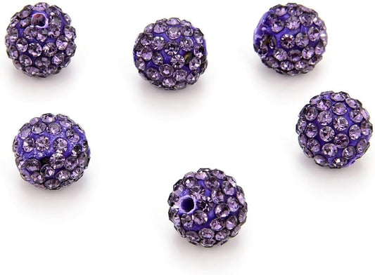 100pcs Adabele Grade A Suncatcher Crystal Rhinestone Pave Loose Beads 8mm Tanzanite Purple Polymer Clay Disco Ball Spacers Compatible with Shamballa All Craft Jewelry Making DB8-26