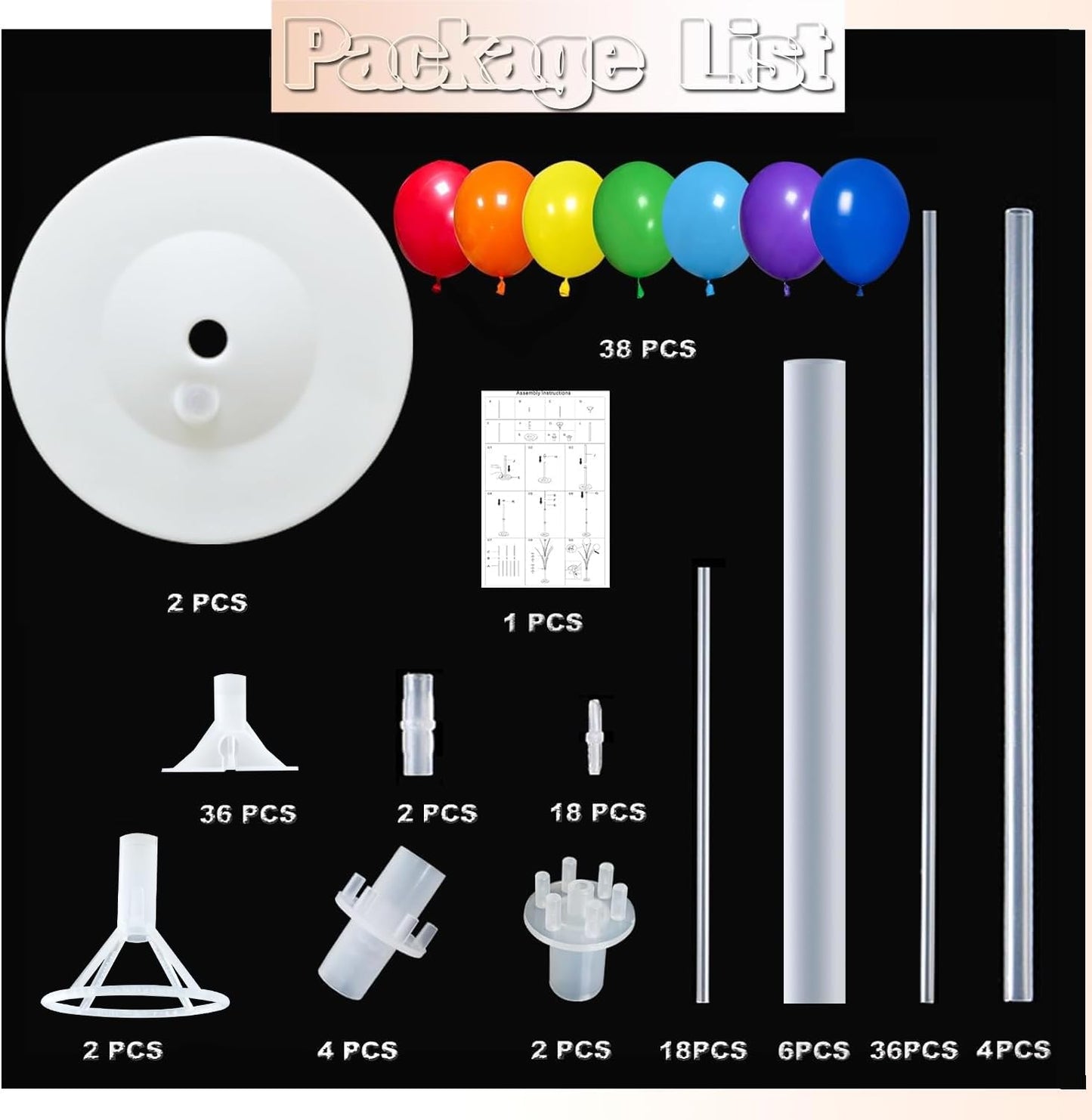 Balloon Column Kit Set of 2 With Balloons Assorted Color - Balloon Stand with Base&Pole,Balloon Tower Backdrop Decoration for Wedding, Baby Shower, Birthday Party, or Bachelorette Parties