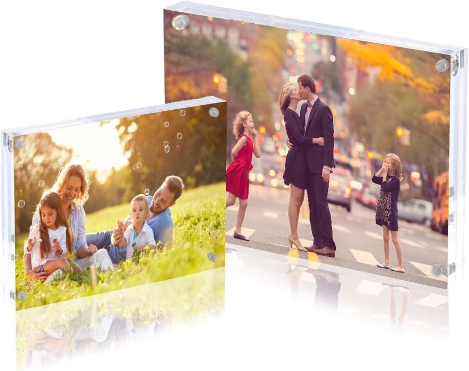 2 Pack 11x14 Acrylic Picture Frame,Clear Double Sided Magnetic Frames With Stand,Frameless Floating Frame for Artwork Poster Certificate Document