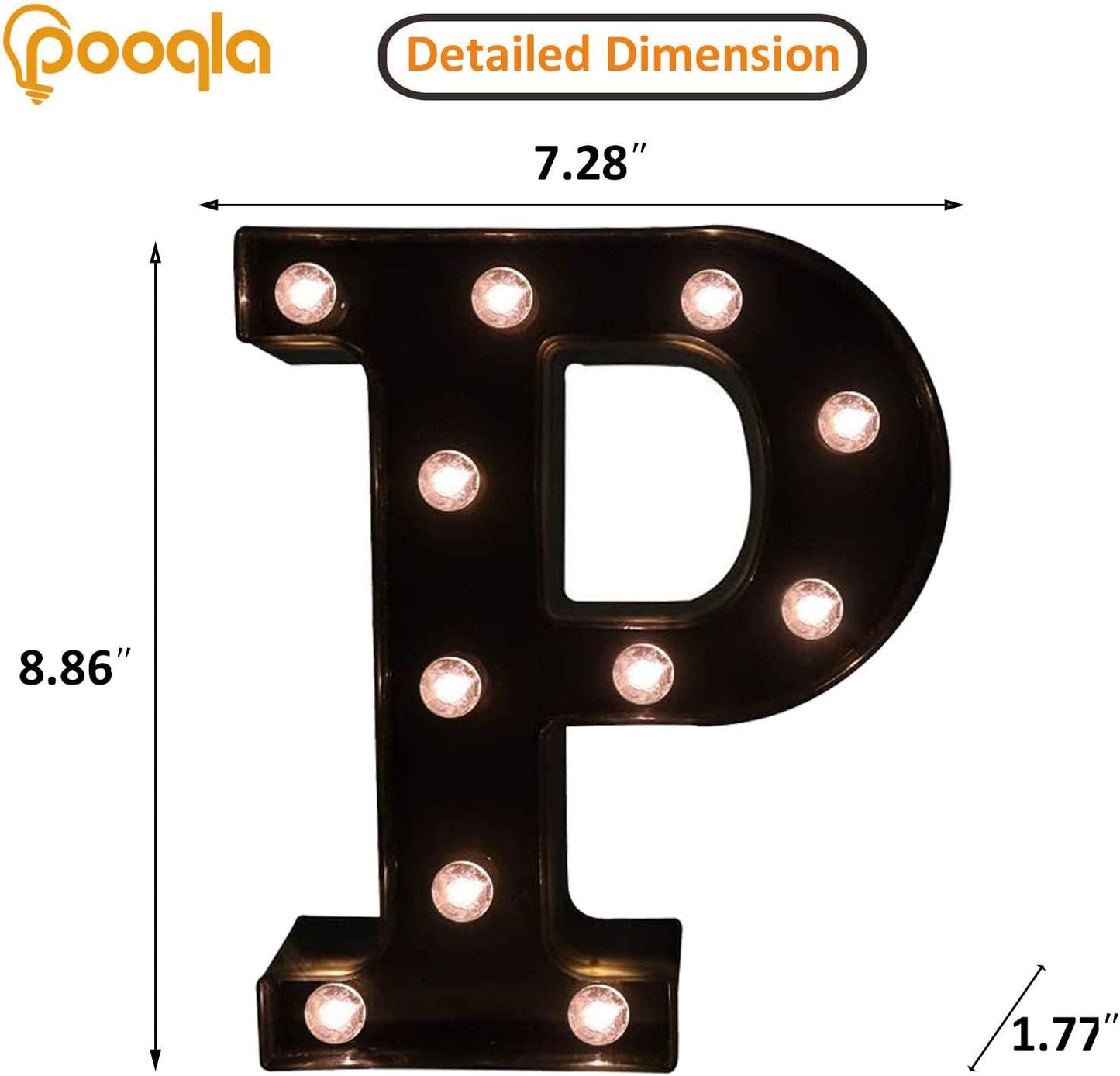 LED Illuminated Letter Marquee Signs - Alphabet Decorative Letter Lights For Wedding Birthday Party Christmas Night Light Lamp Home Bar Decoration (P - Black)