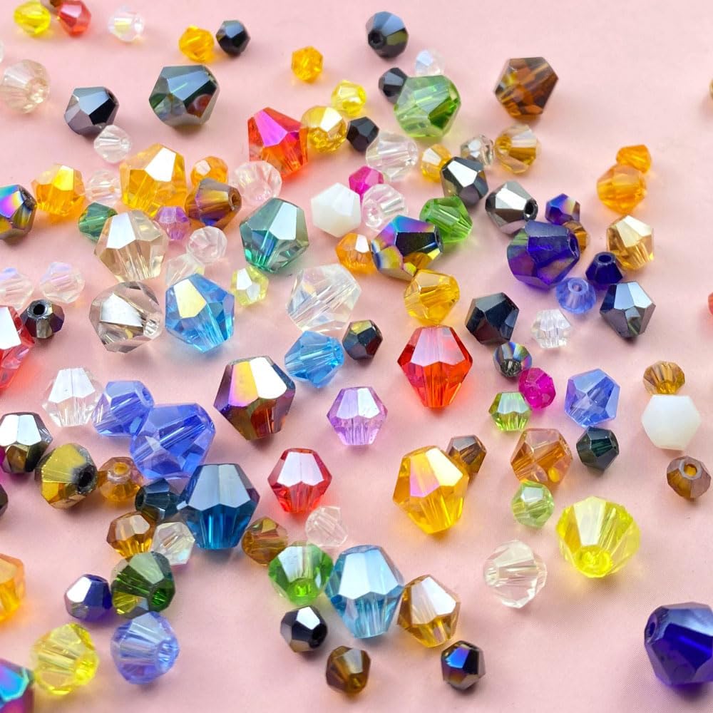 250pcs 6mm Bicone Crystal Glass Beads Loose Spacer Beads Faceted Craft Beads for Jewelry Making DIY Necklace Bracelet Earring Wind Chimes Suncatchers Ornamen(Aquamarine AB)