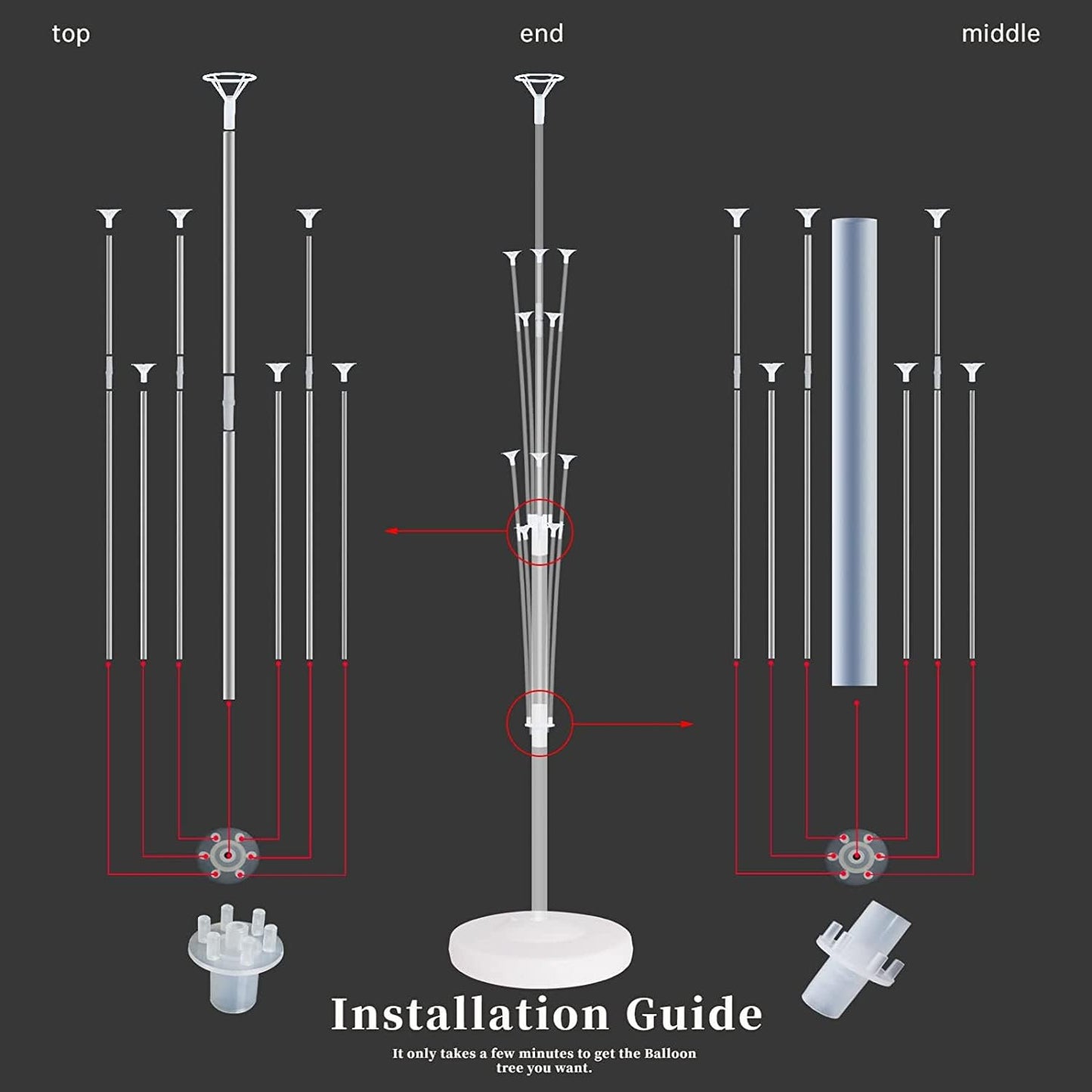 Balloon Column Stand Kit for Floor - Set of 2, Base and Pole,Balloon Tower Backdrop Decoration for Wedding, Birthday Party, or Bachelorette Parties (Balloons not included)