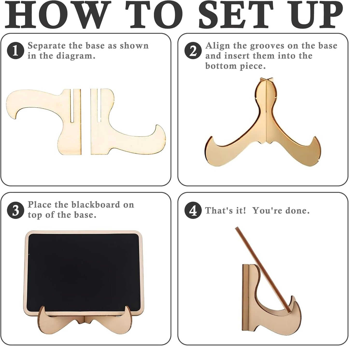 Vintage Wooden Mini Chalkboard Signs - Set of 6 | 4 x 3 Inch Tabletop Chalkboard Sign with Base Stands | Decorative Small Message Chalk Board Sign with 7 Liquid Chalk Markers