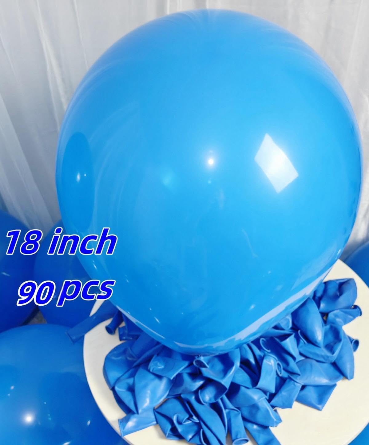 90 Pack Blue Balloons 18 Inch Blue Latex Big Balloons for Party Decorations and Events