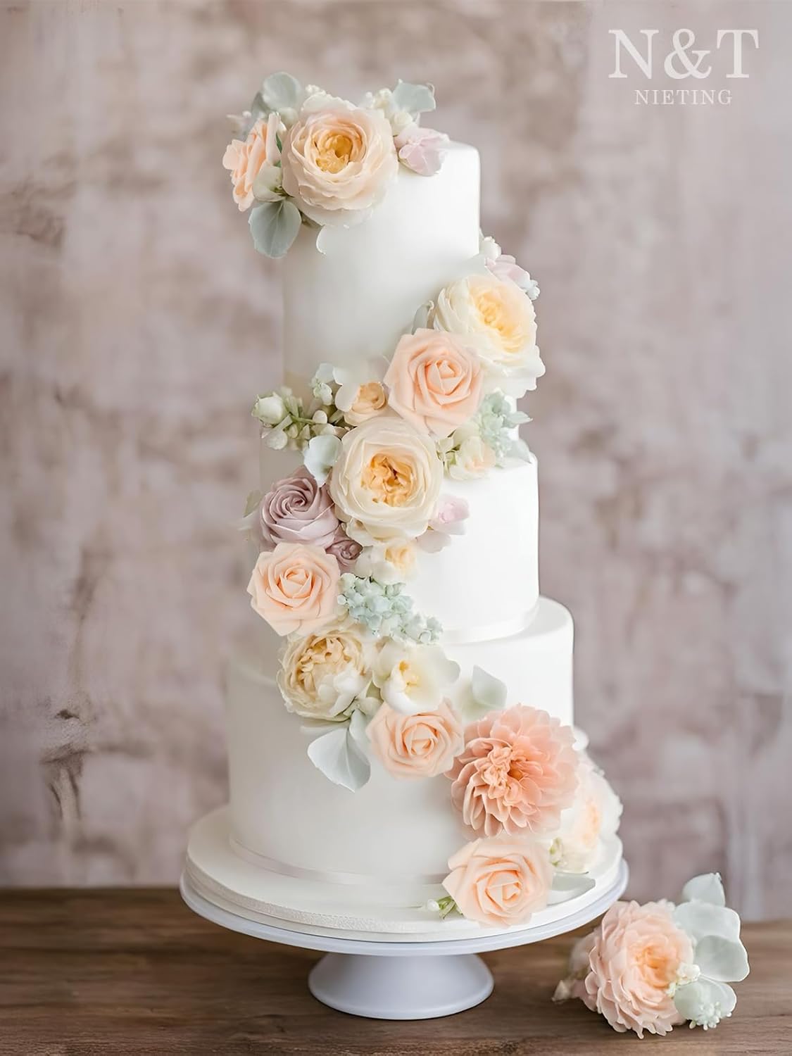 N&T NIETING Artificial Flowers, 25Pcs Fake Flowers Roses Perfect for DIY Wedding Bouquets Centerpieces Bridal Shower Party Home Flower Arrangement Decorations, Blush