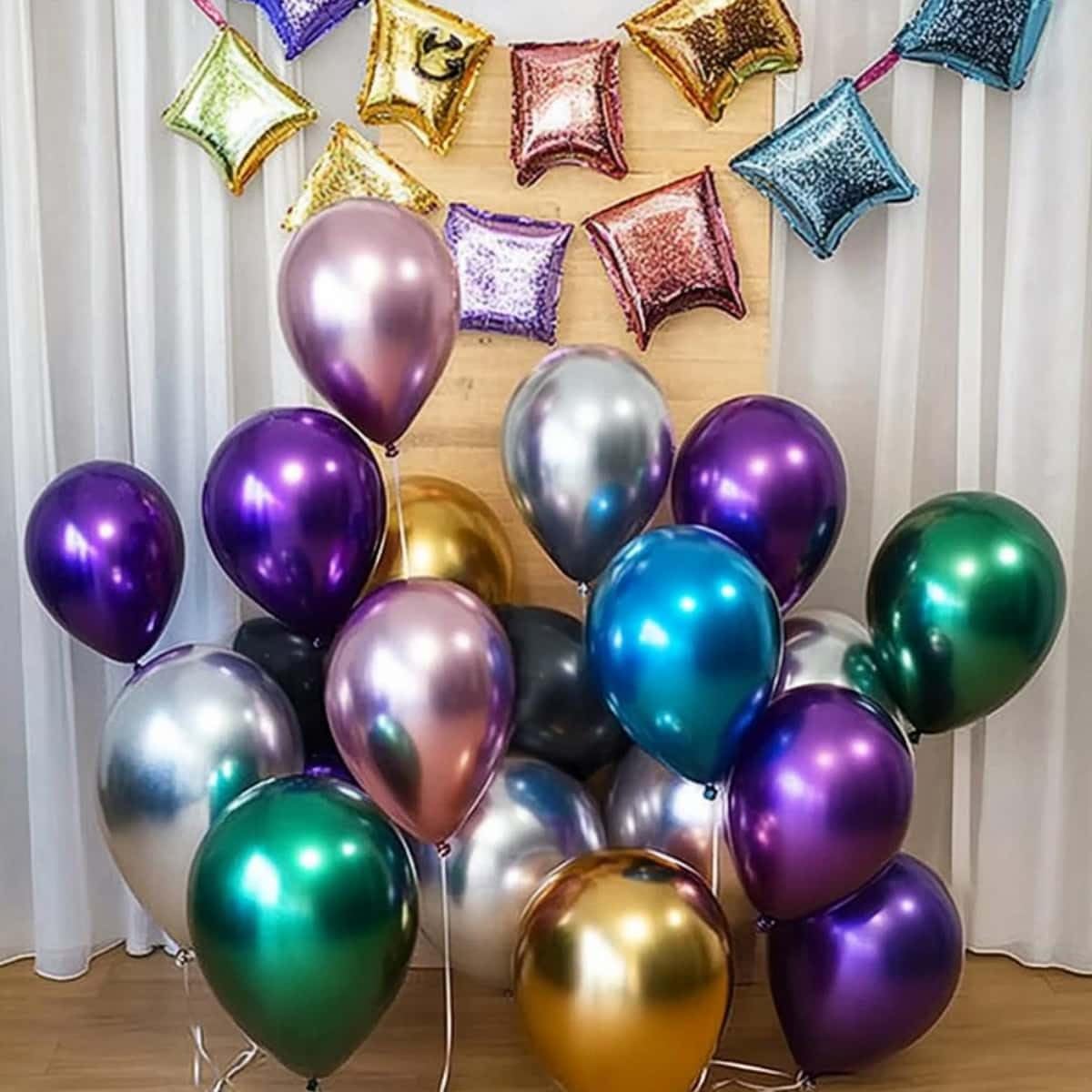 300 Pcs Metallic Chrome Balloons 12 Inch Colorful Party Balloon for Wedding Baby Shower Christmas Birthday Party Decoration