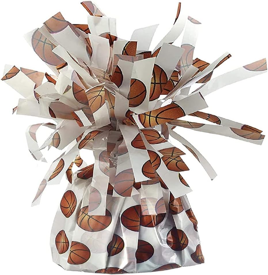 PMU 6 Pcs Basketball Kisses Balloon Weights - Decorative Balloon Weight for Christmas, Thanksgiving, Birthday, Party Favors, Wedding & Baby Shower - 6oz. Basketball, Pkg/6