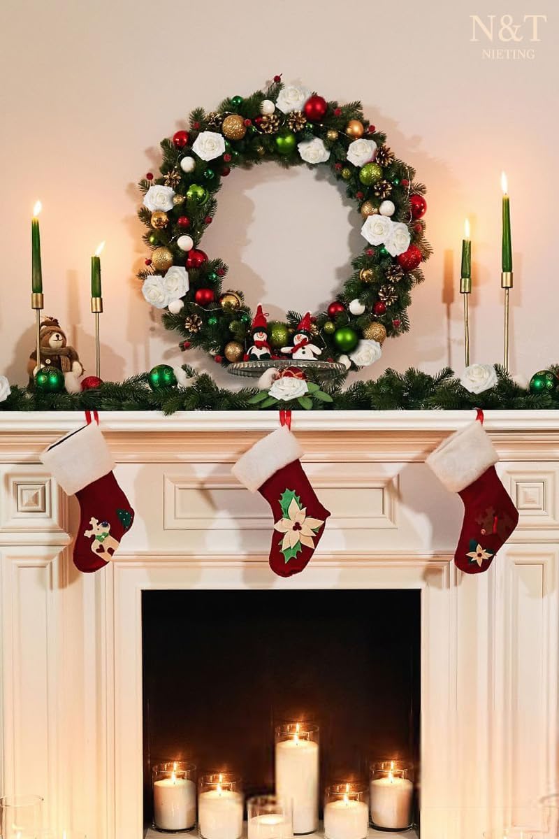 N&T NIETING Artificial Flowers Glitter Roses Flowers 25pcs White Foam Shiny Roses Real Looking Fake Roses with Stem for DIY Wedding Bouquets Centerpieces Bridal Shower Party Home Decorations