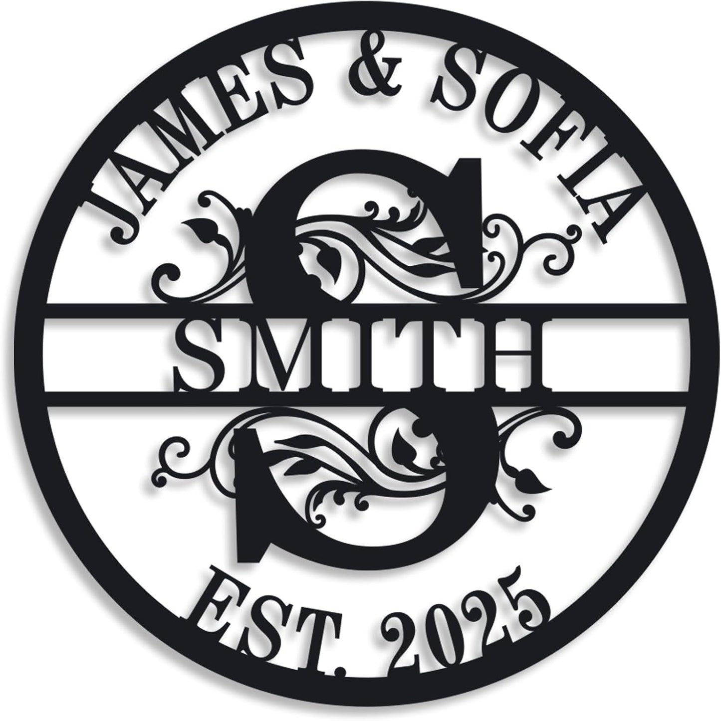 Custom Name Sign Initial Split Letter Monogram Sign Wedding Housewarming Gift