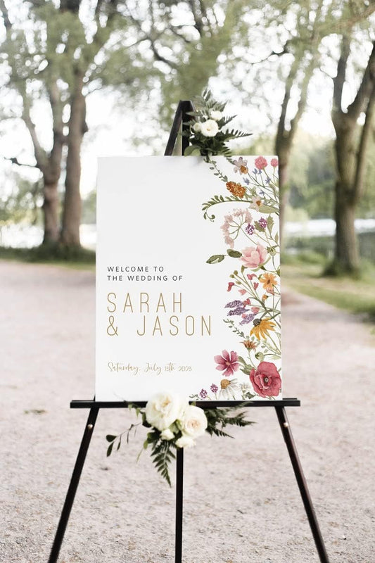 Wildflower Wedding Welcome Sign, Printable Floral Wedding Welcome, Spring Welcome sign, Wedding Sign for Ceremony
