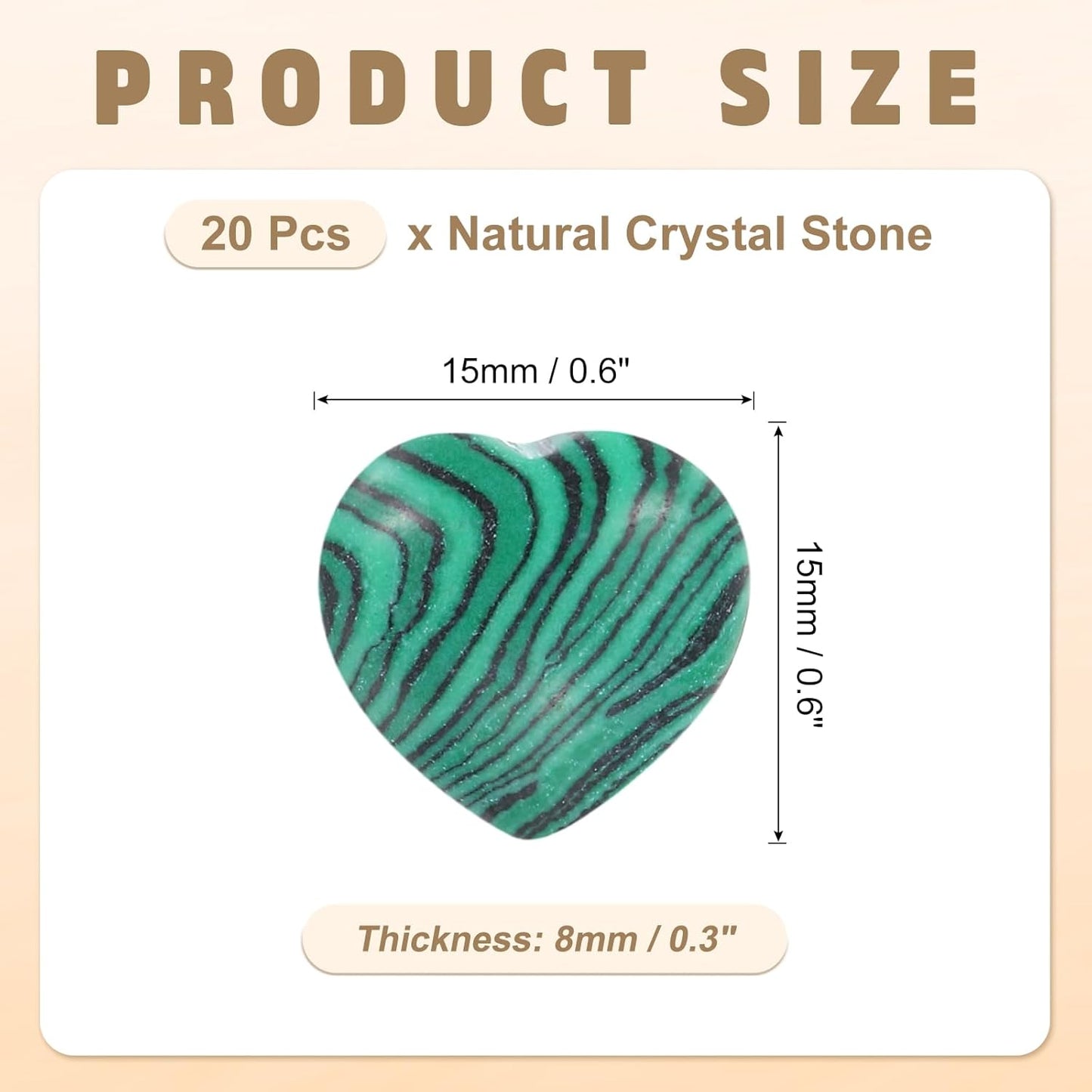 PATIKIL 20 Pcs Natural Heart Shaped Crystal Stone, 0.6 Inch Mini Polished Love Gemstone Crystal, Pocket Rock Engraved Worry Stones for Women Gifts Meditation, Peacock Green