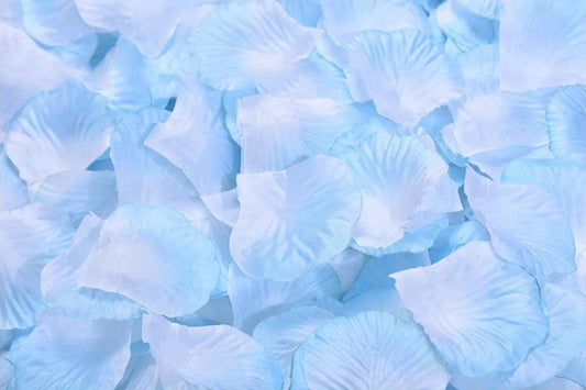 ocharzy 1000 PCS Rose Petals Fake Rose Petals for Romantic Night, Wedding Flower Decoration, Party, Events (Light Blue+White)