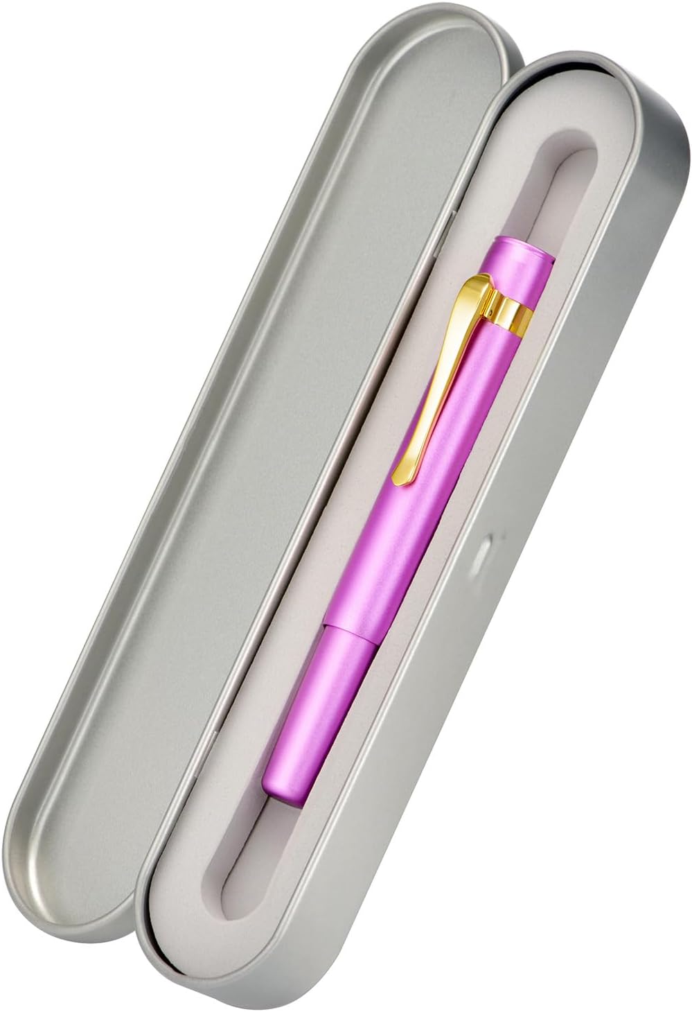 Hongdian M2 Black Forest Mini Fountain Pen, Fine Soft Golden Nib & Sleek Shape Aluminium Short Pocket Travel Pen (Lilac Purple)