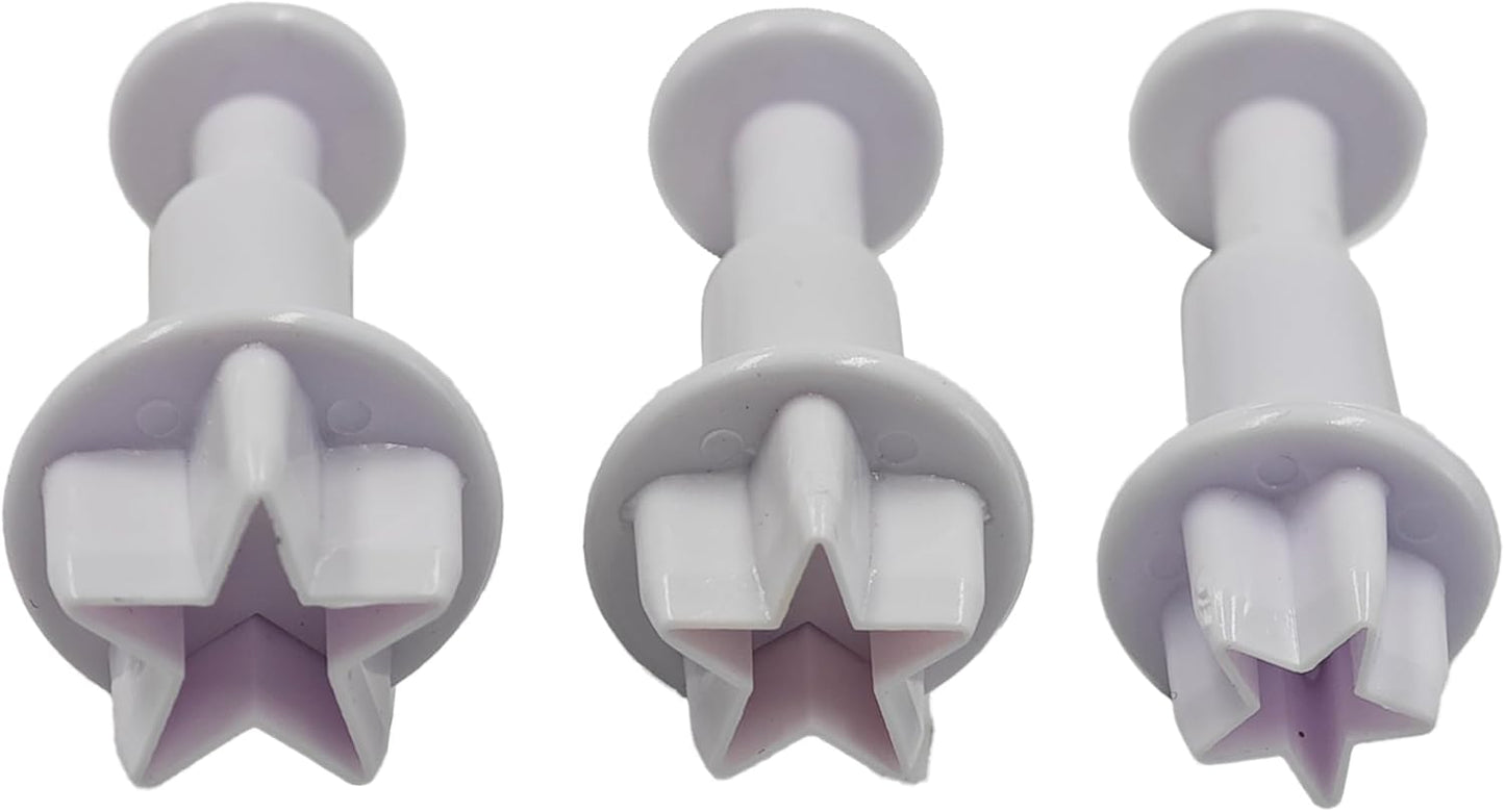 pson 3Pcs Plunger Cookie Cutter Set, Mini Plastic Biscuit Molds for Cake Decorating, Baking, Fondant, and DIY Crafts(Star)