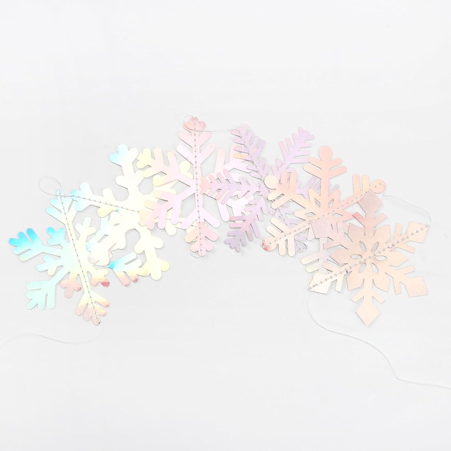 Iridescent-Holographic Snowflake-Snow Christmas Party-Decorations Garland - 6pcs Winter Girl Frozen Birthday New Year Hanging Decoration Streamers Banner, Wonderland Party Supplies Decor Panduola