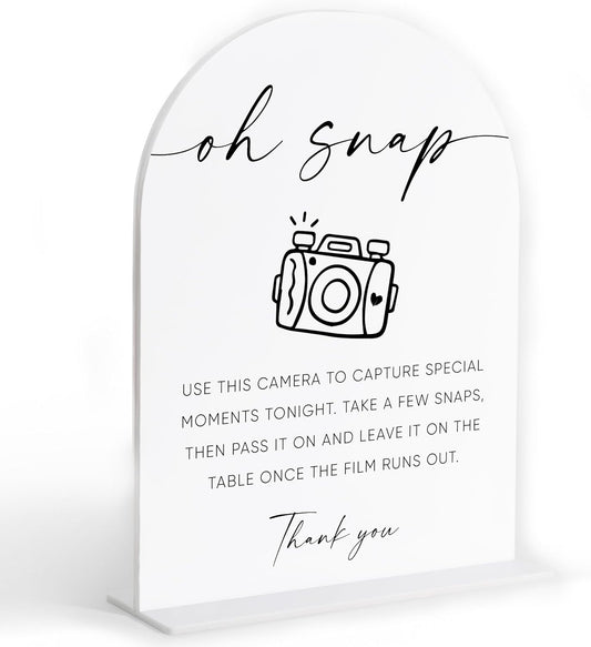 Disposable Cameras for Weddings Sign, White Arch Acrylic Sign, Wedding Reception Decorations, Bridal Shower Decor, Engagement Party Decor, Centerpiece Table Decorations Party for Bride and Groom-23